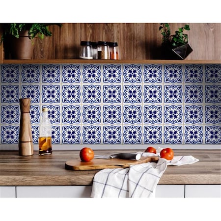 Gfancy Fixtures 5 x 5 in. Blue & White Mosaic Peel & Stick Removable Tiles GF2628021